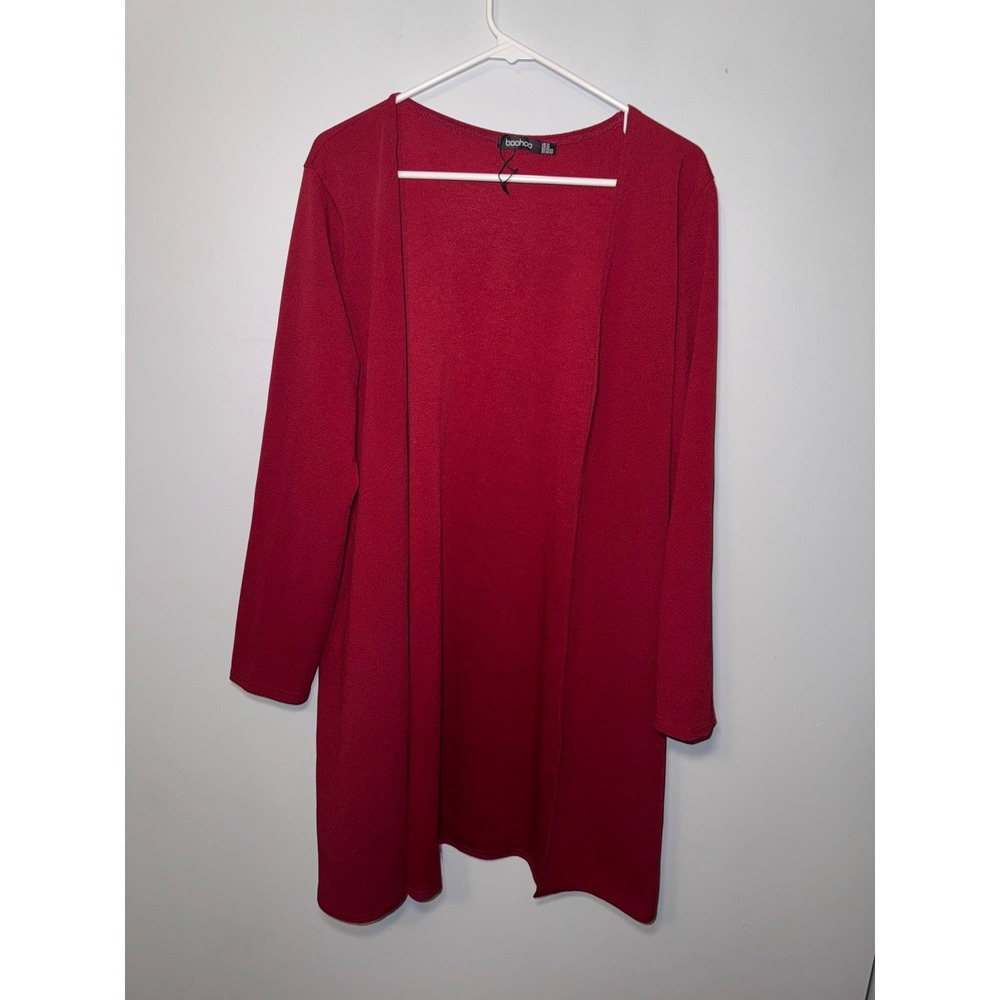 Boohoo‎ Women's Red Long Sleeve Cardigan